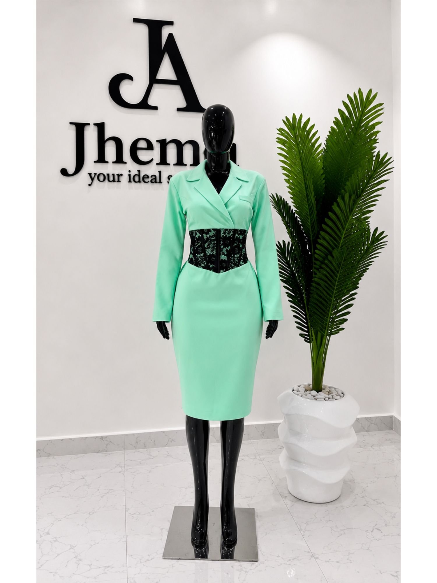 Mint corset blazer dress