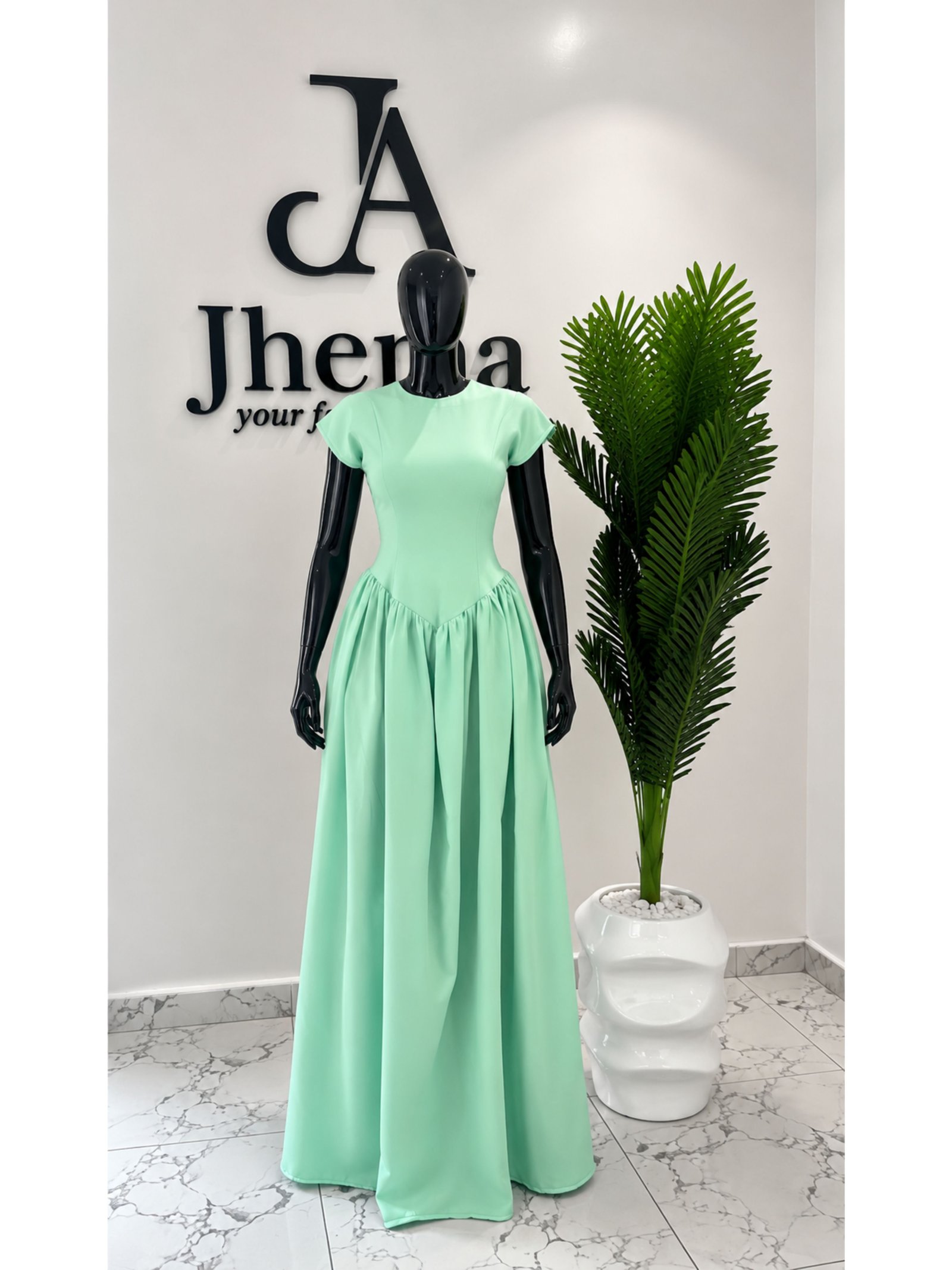 Mint Blossom Maxi Dress front view